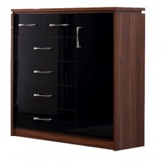 DC Conrad 6 Drawer 1 Door Chest Black/Walnut